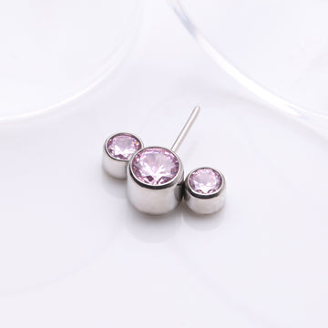 Detail View 1 of Implant Grade Titanium OneFit Threadless Triple Bubble Sparkle Front Facing Top Part-Pink